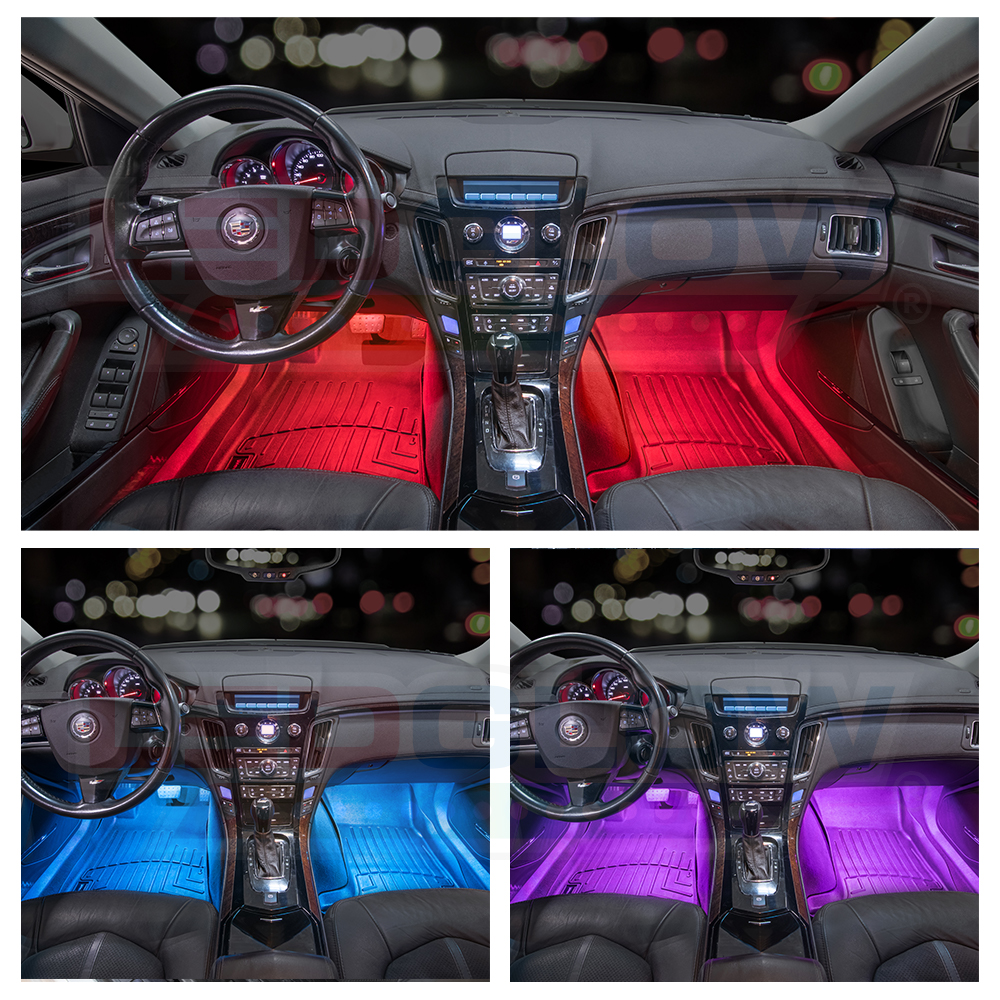 NEW! LEDGLOW 4pc 7 COLOR LED INTERIOR LIGHT KIT for ALL CARS w ACCENT